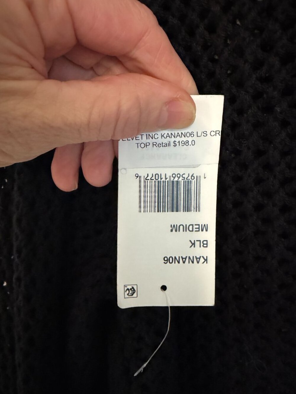 NWT Velvet by Graham & Spencer Kanan Sweater Black Cotton Cashmere- M-MSRP $198 - Picture 6 of 13